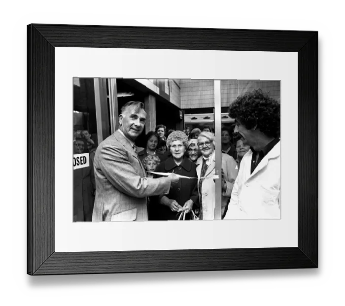Framed Print : Ex Newcastle United player Jackie Milburn at the Cruddas Park Shopping Centre on 9th June