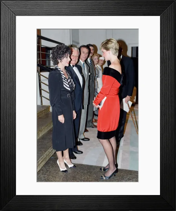Framed Print : Princess Diana with actress Joan Collins after a charity performance of the play Private Framed Print : Princess Diana with actress Joan Collins after a charity performance of the play Private