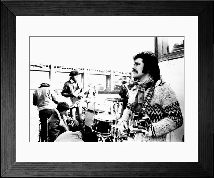 Framed Print : Lindisfarne sailed down the Tyne on a musical journey. The group were filming on board a Framed Print : Lindisfarne sailed down the Tyne on a musical journey. The group were filming on board a