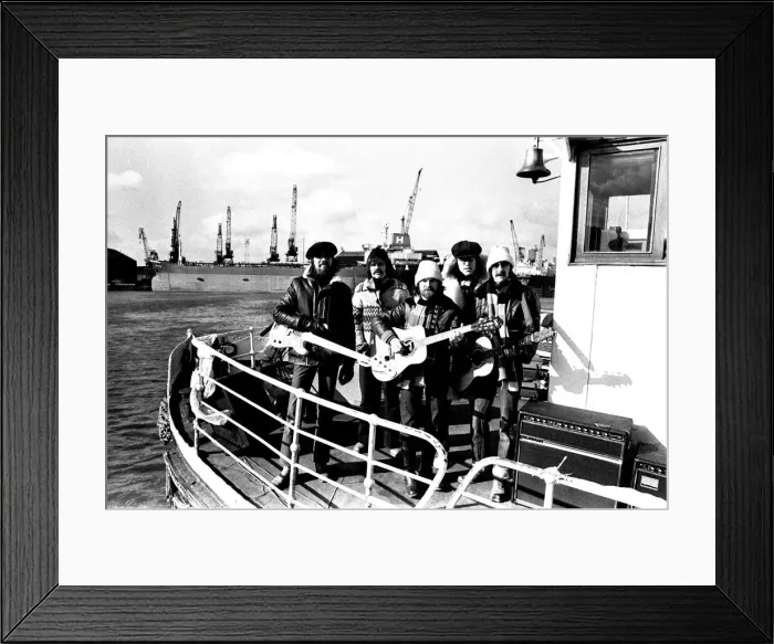 Framed Print : Lindisfarne sailed down the Tyne on a musical journey. The group were filming on board a Framed Print : Lindisfarne sailed down the Tyne on a musical journey. The group were filming on board a