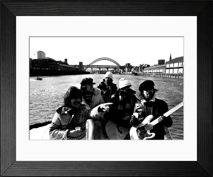 Framed Print : Lindisfarne sailed down the Tyne on a musical journey. The group were filming on board a Framed Print : Lindisfarne sailed down the Tyne on a musical journey. The group were filming on board a