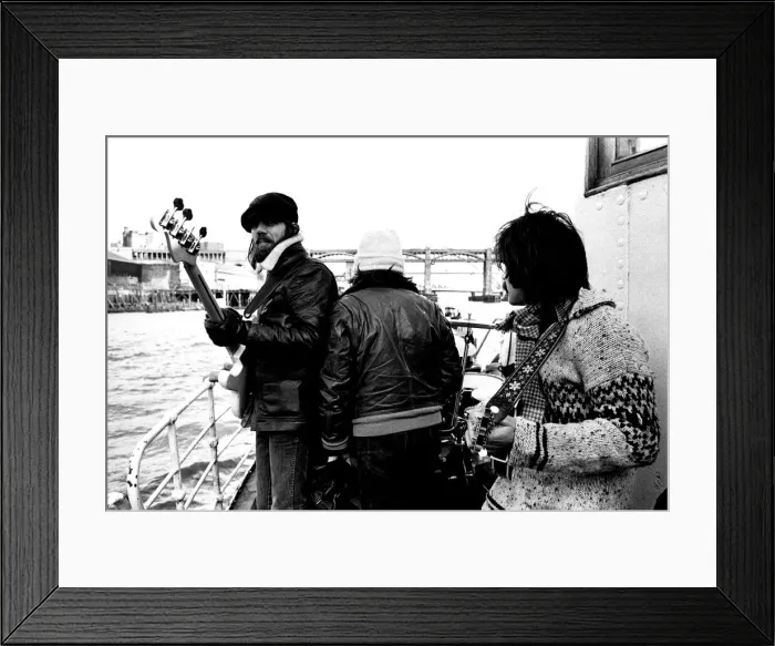 Framed Print : Lindisfarne sailed down the Tyne on a musical journey. The group were filming on board a
