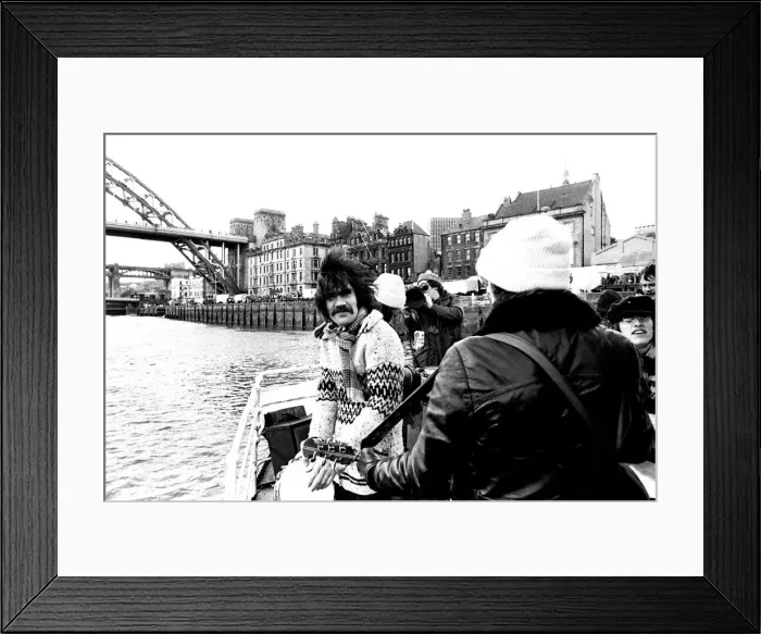 Framed Print : Lindisfarne sailed down the Tyne on a musical journey. The group were filming on board a Framed Print : Lindisfarne sailed down the Tyne on a musical journey. The group were filming on board a
