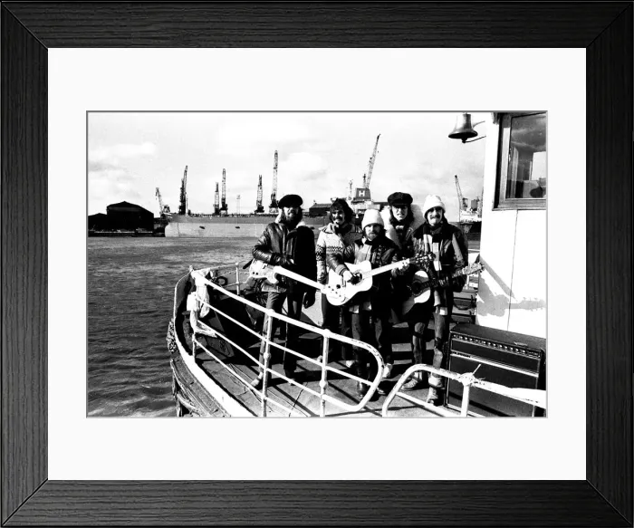 Framed Print : Lindisfarne sailed down the Tyne on a musical journey. The group were filming on board a Framed Print : Lindisfarne sailed down the Tyne on a musical journey. The group were filming on board a