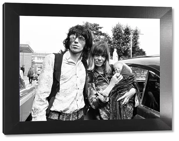 Keith Richards, and Anita Pallenberg, with baby son Marlon, born Sunday 10th August