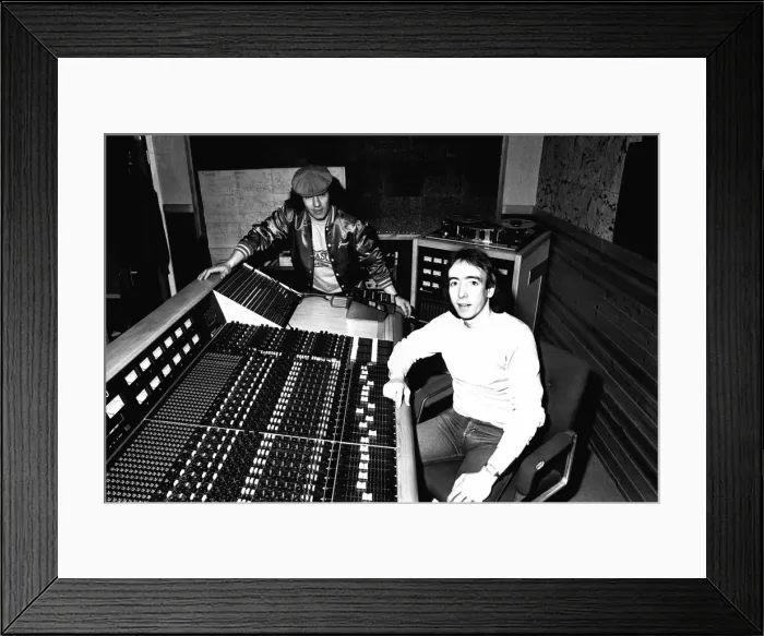 Framed Print : Brian Johnson, lead singer of the rock group AC / DC, with John Craig at the Lynx Studios Framed Print : Brian Johnson, lead singer of the rock group AC / DC, with John Craig at the Lynx Studios