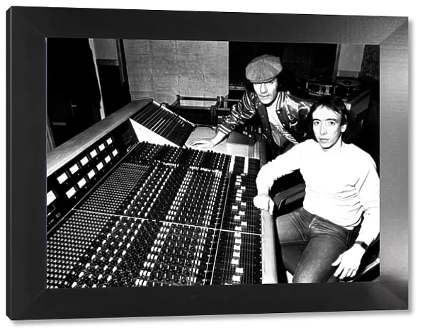 Brian Johnson, lead singer of the rock group AC  /  DC, with John Craig at the Lynx Studios