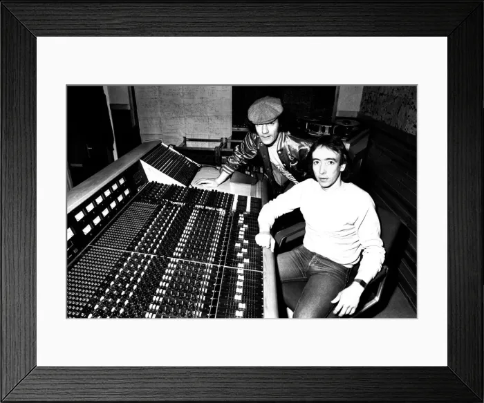 Framed Print : Brian Johnson, lead singer of the rock group AC / DC, with John Craig at the Lynx Studios Framed Print : Brian Johnson, lead singer of the rock group AC / DC, with John Craig at the Lynx Studios