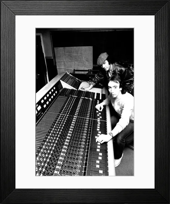 Framed Print : Brian Johnson, lead singer of the rock group AC / DC, with John Craig at the Lynx Studios Framed Print : Brian Johnson, lead singer of the rock group AC / DC, with John Craig at the Lynx Studios