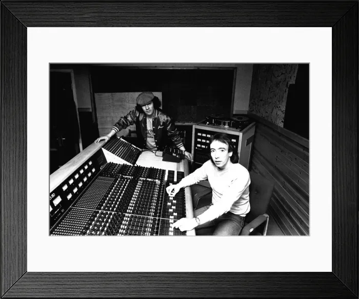 Framed Print : Brian Johnson, lead singer of the rock group AC / DC, with John Craig at the Lynx Studios Framed Print : Brian Johnson, lead singer of the rock group AC / DC, with John Craig at the Lynx Studios