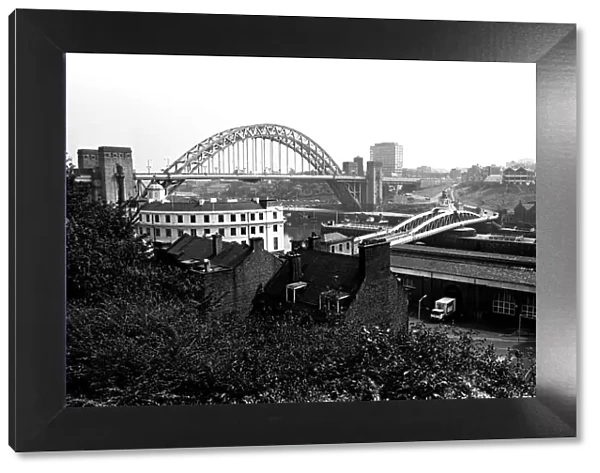 The Bridge Hotel, Newcastle, manager Bert Young and customers admire the view of the Tyne