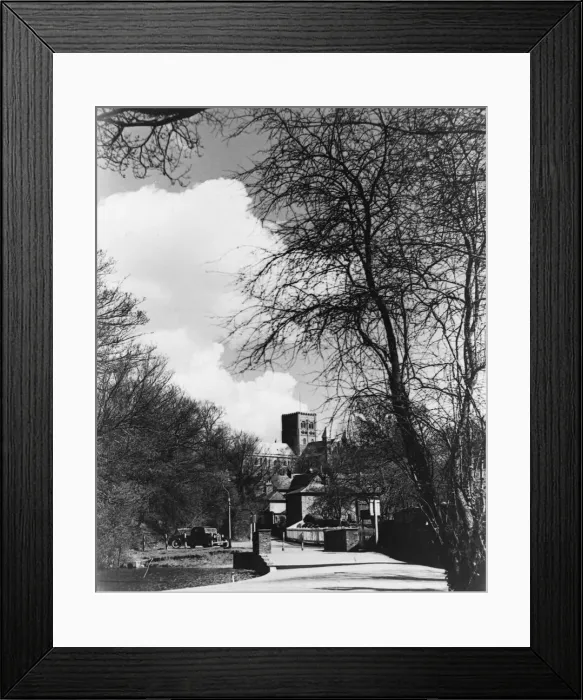 Framed Print : St. Albans scene Cathedral seen through trees March 1952 Framed Print : St. Albans scene Cathedral seen through trees March 1952