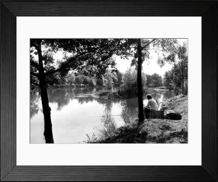 Framed Print : Angling. A fisherman sits patiently waiting for a bite at Kingsbury Water Park Framed Print : Angling. A fisherman sits patiently waiting for a bite at Kingsbury Water Park