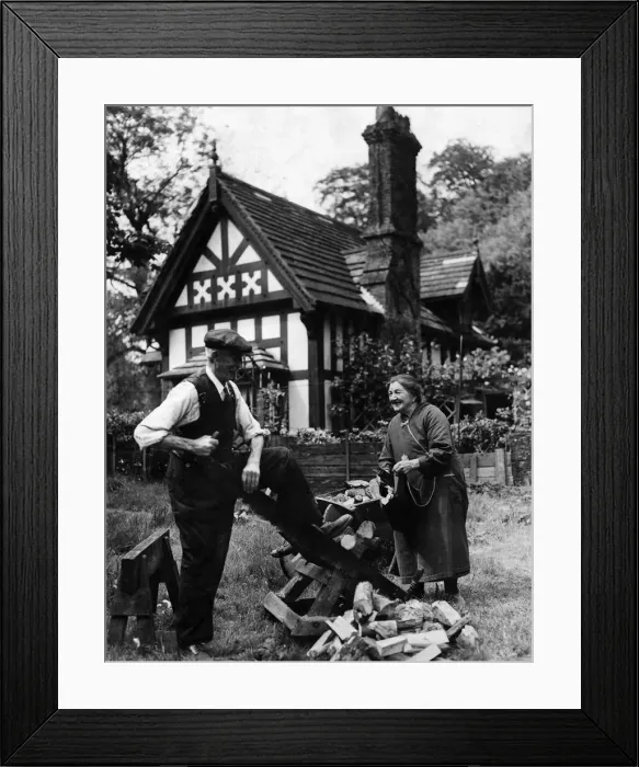 Framed Print : Mr. and Mrs. Green outside Swiss Cottage, Tittensor, Staffordshire Framed Print : Mr. and Mrs. Green outside Swiss Cottage, Tittensor, Staffordshire