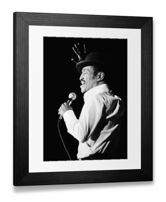 Framed Print : Sammy Davis Jnr, performs in England, for executives and their partners of Datuns