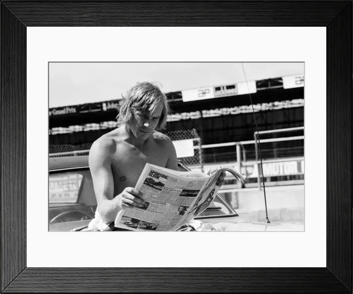 Framed Print : James Hunt puts his new car, the Marlborough-McLaren M. 26 Framed Print : James Hunt puts his new car, the Marlborough-McLaren M. 26