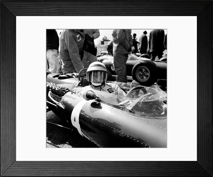 Framed Print : Goodwood International Race Meeting, Easter Monday. A driver in the main race