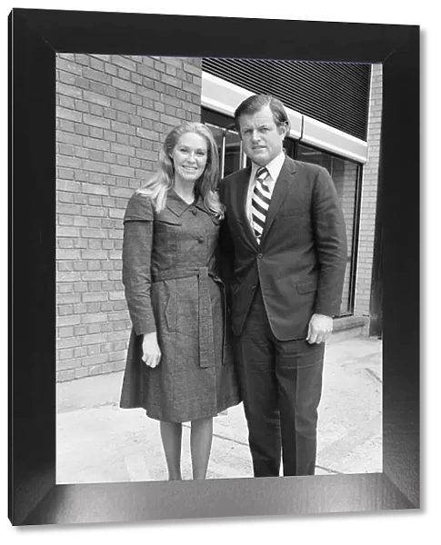 Senator Edward Kennedy andwife Joan Kennedy, at London Heathrow Airport