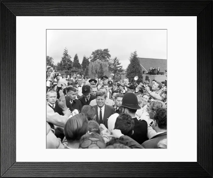 Framed Print : President John F Kennedy on a vist to England June 1963 walks through a crowd of well Framed Print : President John F Kennedy on a vist to England June 1963 walks through a crowd of well