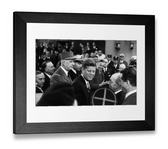 Framed Print : French leader Charles de Gaulle & John F Kennedy during the American President