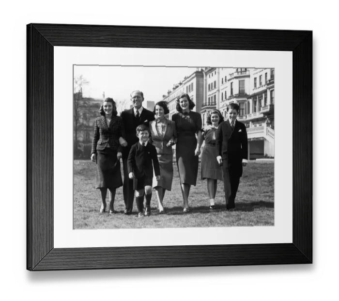Framed Print : American Ambassador to Britain Joe Kennedy walking in London with his family