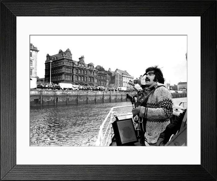 Framed Print : Lindisfarne sailed down the Tyne on a musical journey. The group were filming on board a Framed Print : Lindisfarne sailed down the Tyne on a musical journey. The group were filming on board a