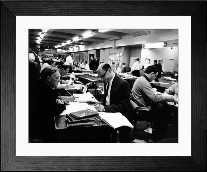 Framed Print : Daily Mirror Offices, Holborn, London, 3rd March, 1971. Newsroom Framed Print : Daily Mirror Offices, Holborn, London, 3rd March, 1971. Newsroom