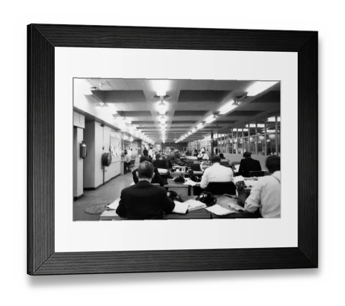 Framed Print : Daily Mirror Offices, Holborn, London, 23rd November 1965. Newsroom Framed Print : Daily Mirror Offices, Holborn, London, 23rd November 1965. Newsroom