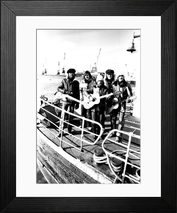 Framed Print : Lindisfarne sailed down the Tyne on a musical journey. The group were filming on board a Framed Print : Lindisfarne sailed down the Tyne on a musical journey. The group were filming on board a