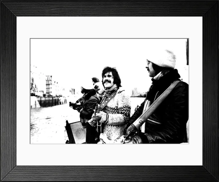 Framed Print : Lindisfarne sailed down the Tyne on a musical journey. The group were filming on board a