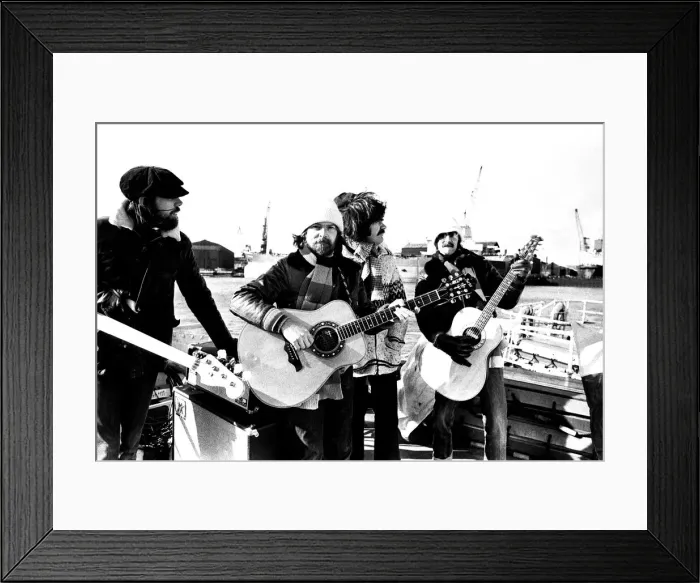 Framed Print : Lindisfarne sailed down the Tyne on a musical journey. The group were filming on board a