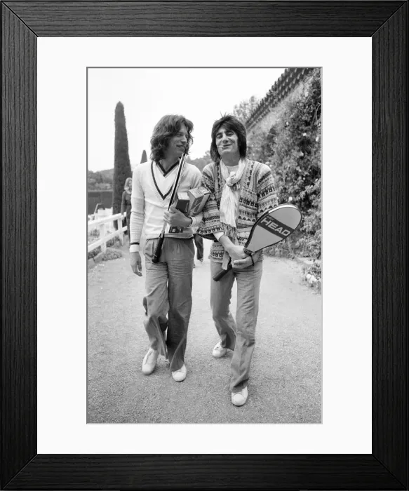 Framed Print : Mick Jagger and Ron Wood, takes time out to relax in the South of France Framed Print : Mick Jagger and Ron Wood, takes time out to relax in the South of France