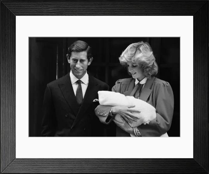 Framed Print : Prince Harry leaves St Marys Hospital, London, after birth previous day