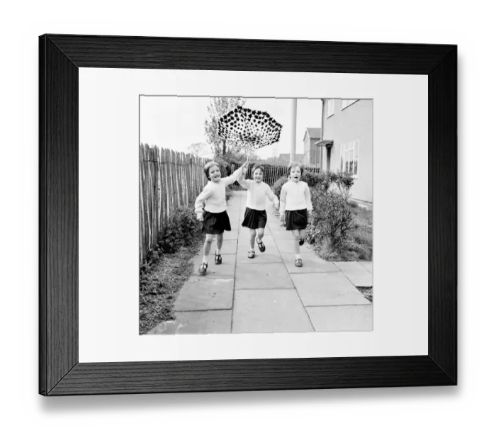Framed Print : The Hatton triplets from Manchester, Deborah, Sharon and Allison now terrorising their