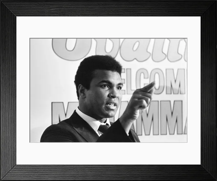 Framed Print : Muhammad Ali visits the co-op and Birmingham New Street railway station during his Framed Print : Muhammad Ali visits the co-op and Birmingham New Street railway station during his