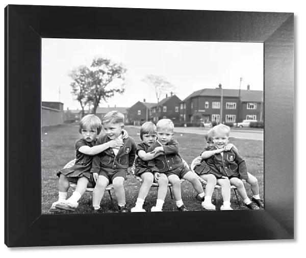 The Hatton triplets from Manchester, Deborah, Sharon and Allison with the Quilty triplets