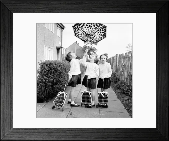 Framed Print : The Hatton triplets from Manchester, Deborah, Sharon and Allison now terrorising their Framed Print : The Hatton triplets from Manchester, Deborah, Sharon and Allison now terrorising their