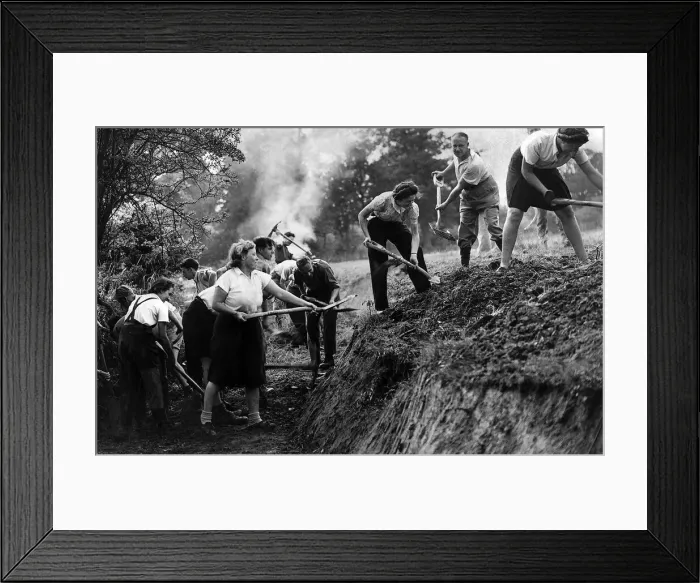 Framed Print : A Ditching'party of Women of the Volunteer Land Corps at work digging a deep