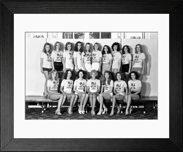 Framed Print : The Miss England 1978, featuring Patricia Morgan (middle front row Framed Print : The Miss England 1978, featuring Patricia Morgan (middle front row