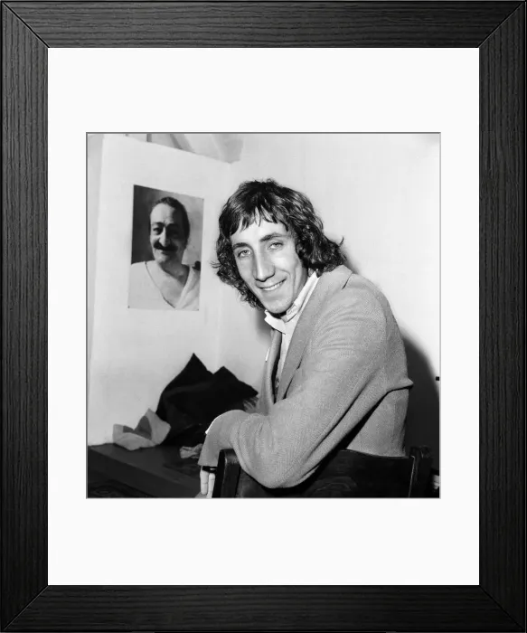 Framed Print : Pete Townshend of British rock group The Who, pictured as he gives a press conference Framed Print : Pete Townshend of British rock group The Who, pictured as he gives a press conference