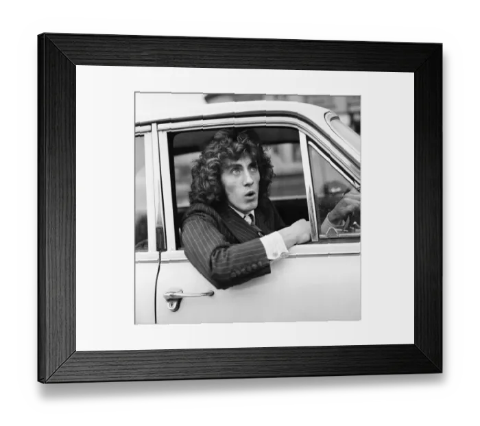 Framed Print : Roger Daltrey, singer of British rock group The Who, pictured after his appearance in Framed Print : Roger Daltrey, singer of British rock group The Who, pictured after his appearance in