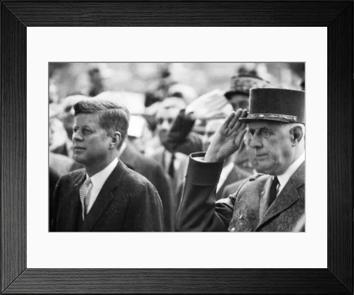 Framed Print : French leader Charles de Gaulle & John F Kennedy during the American President Framed Print : French leader Charles de Gaulle & John F Kennedy during the American President