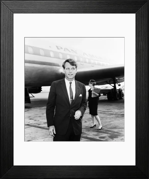 Framed Print : Robert Kennedy at London airport after he flew in from New York. 2nd June 1966