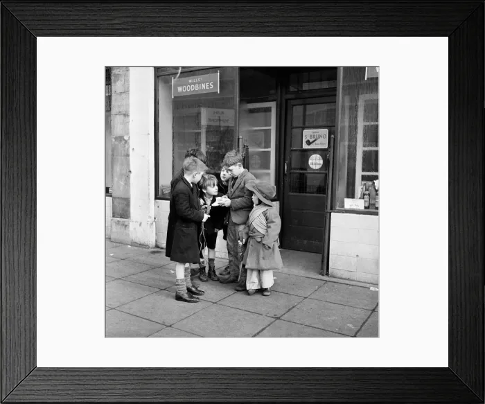 Framed Print : Life in the Mirror Our Gang. 19th January 1954 A gang of boys plot todays agenda of Framed Print : Life in the Mirror Our Gang. 19th January 1954 A gang of boys plot todays agenda of