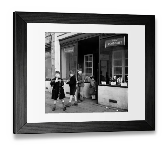 Framed Print : Life in the Mirror Our Gang. 19th January 1954 A gang of boys plot todays agenda of Framed Print : Life in the Mirror Our Gang. 19th January 1954 A gang of boys plot todays agenda of