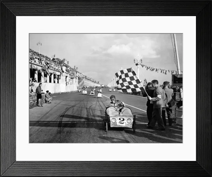 Framed Print : Soapbox winner rattles past. On every conceivable contraption that can be pedalled Framed Print : Soapbox winner rattles past. On every conceivable contraption that can be pedalled