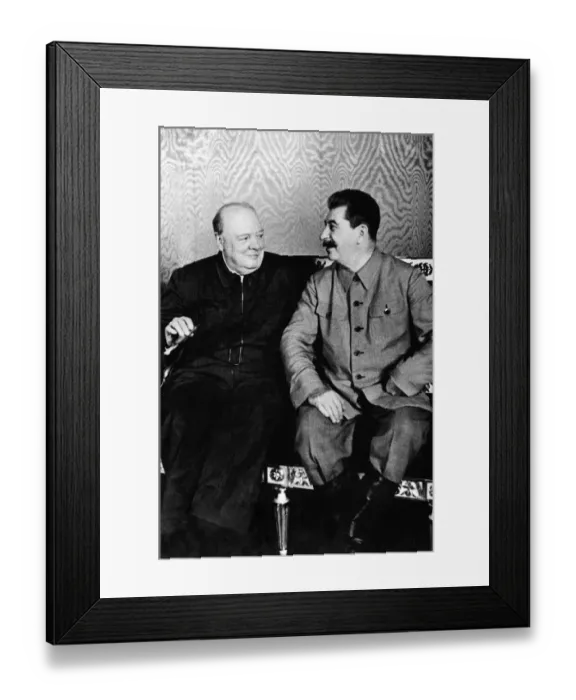 Framed Print : British Prime Minister Winston Churchill with Soviet leader Josef Stalin in Moscow