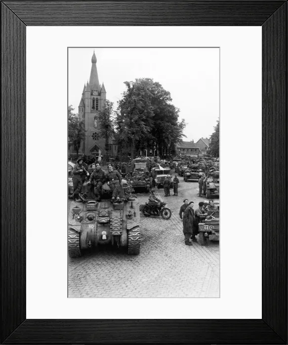 Framed Print : The British Armour enter Valkenswenswaard First Village over the Dutch Border during Framed Print : The British Armour enter Valkenswenswaard First Village over the Dutch Border during