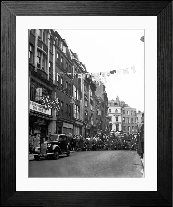 Framed Print : At 3pm on 8 May 1945, Prime Minister, Winston Churchill announced that the war in Europe Framed Print : At 3pm on 8 May 1945, Prime Minister, Winston Churchill announced that the war in Europe