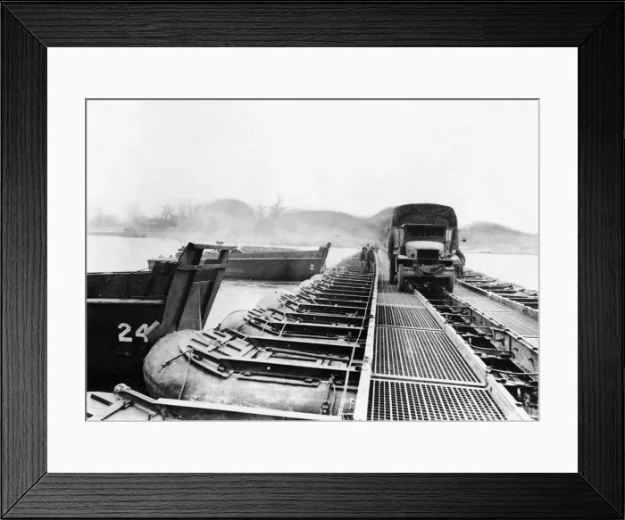 Framed Print : US navy men and craft participate in the historic crossing of the River Rhine